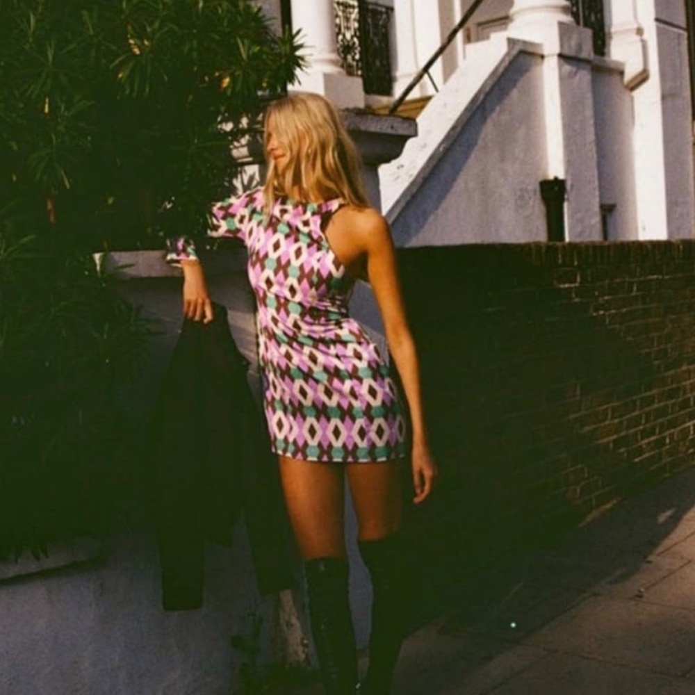 Satin effect print dress